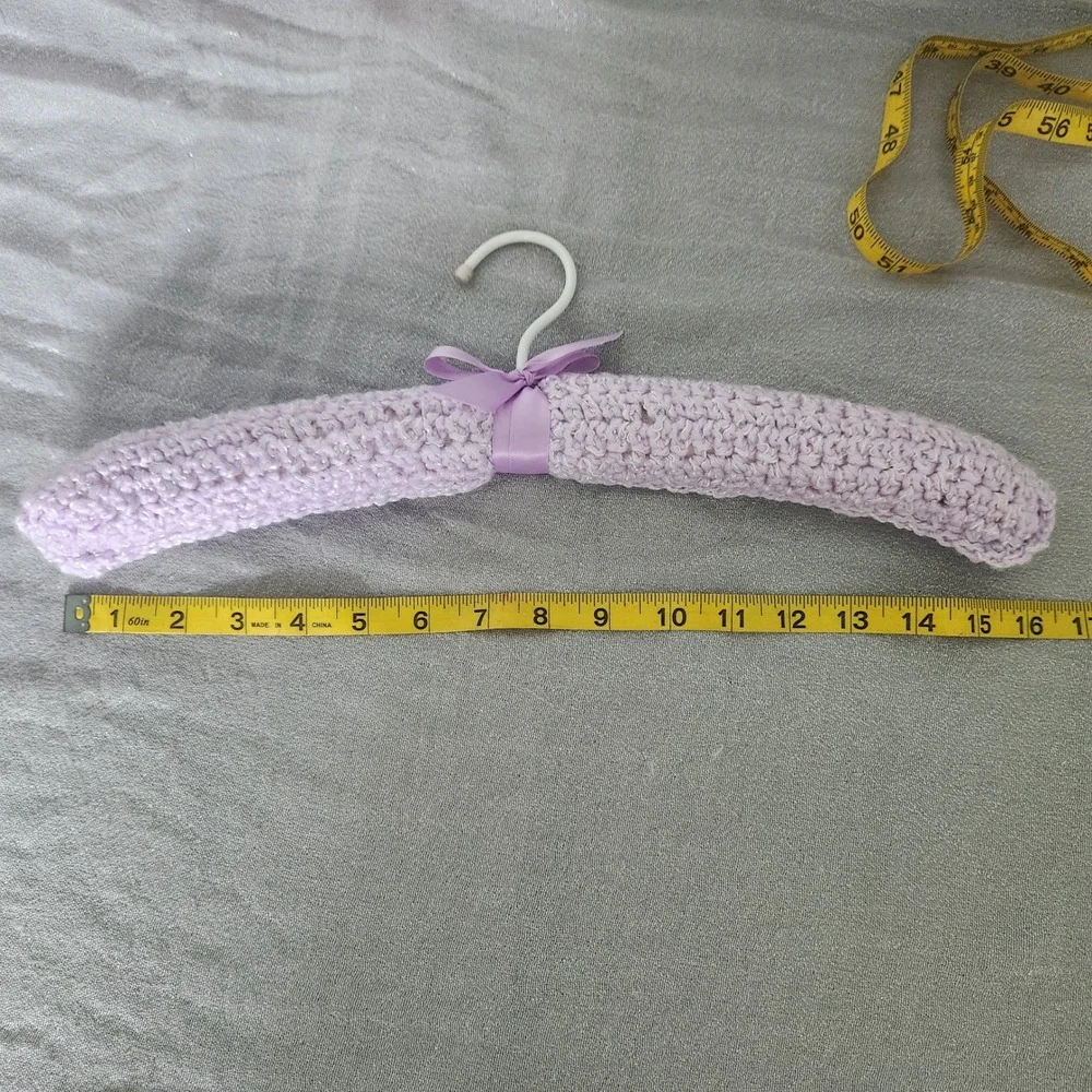 Set of 2 Vintage Style Padded Hangers Lavender Crochet & Pink Satin Lace padded